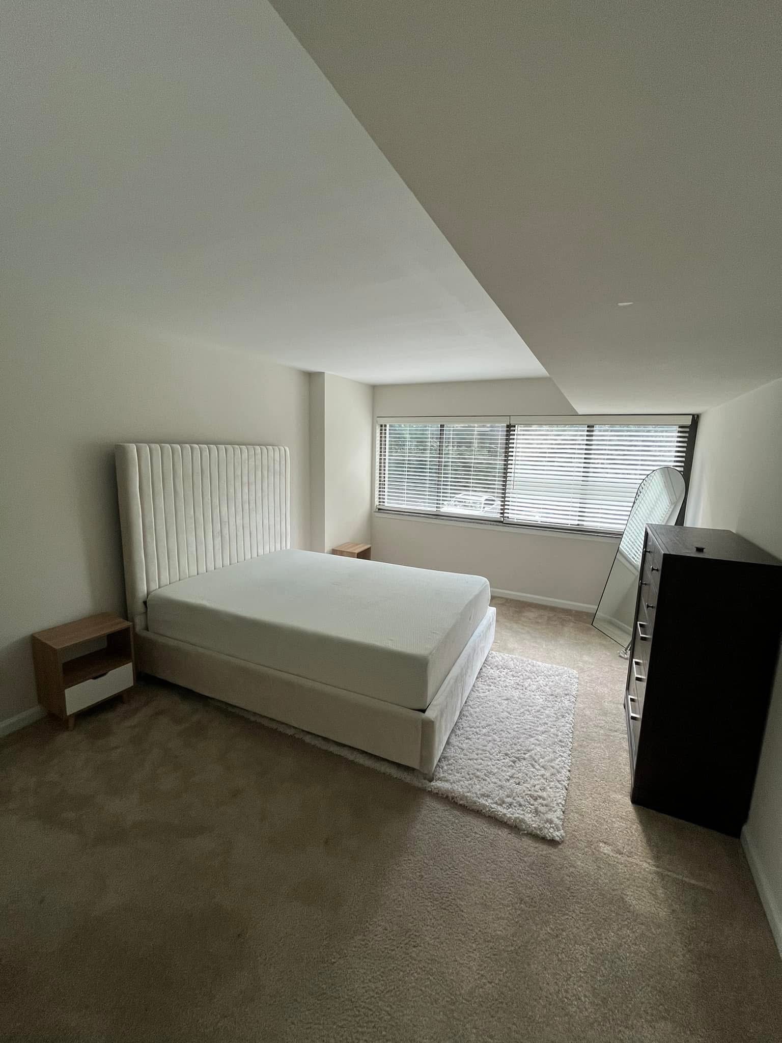 Bedroom furniture arranged after a move