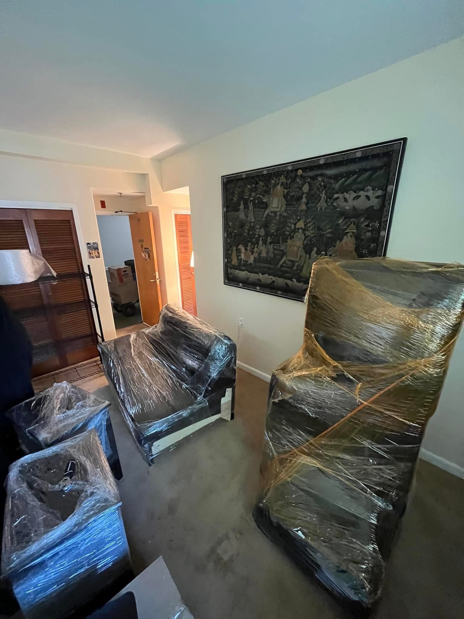 Furniture carefully wrapped for moving